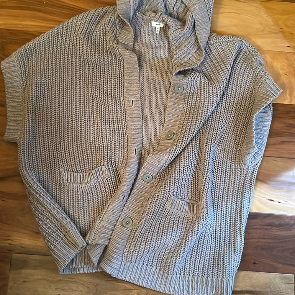 aerie Gray Chunky Knit Cardigan Sweater